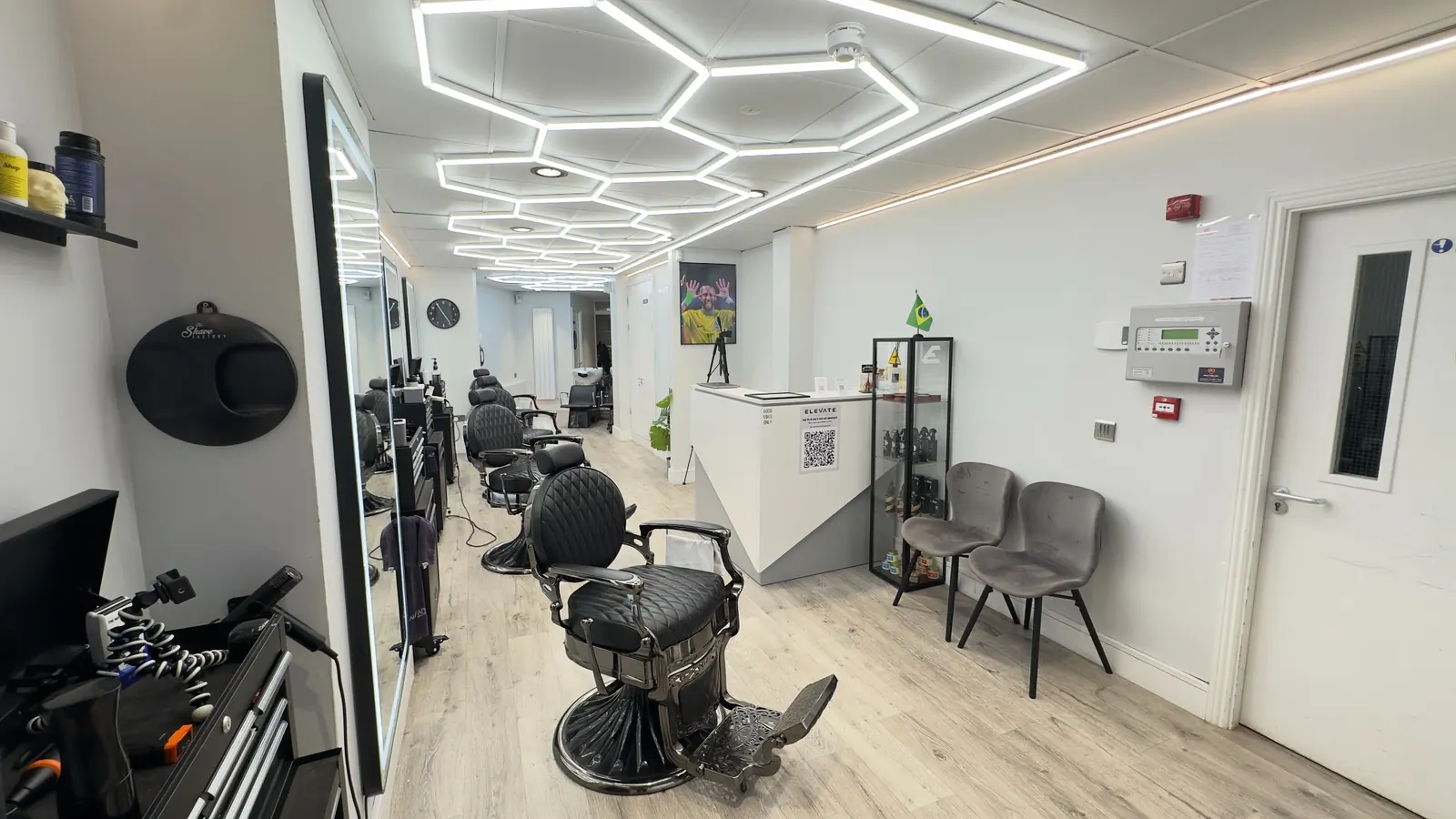 Elevate Barbershop interior and reception
